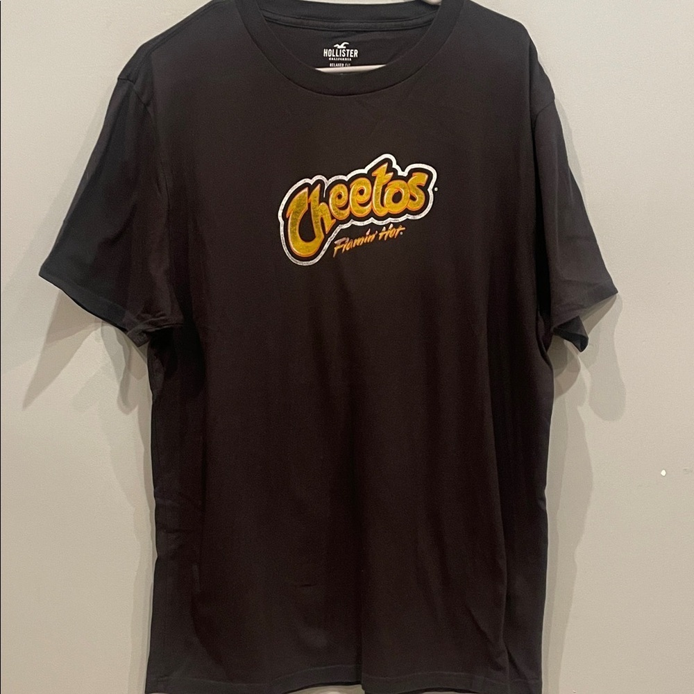 Hollister Black Graphic Tee mens large with Cheetos logo